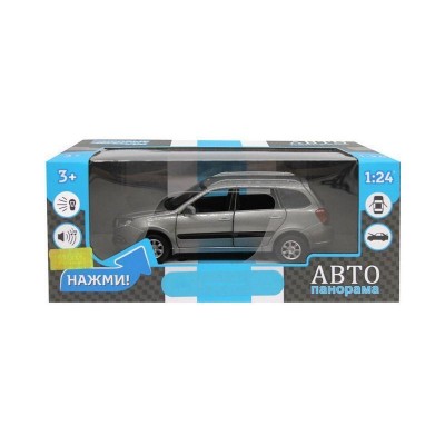 Машина "АВТОПАНОРАМА" LADA GRANTA CROSS, серый, 1/24, свет, звук, инерция, в/к 24,5*12,5*10,5 см