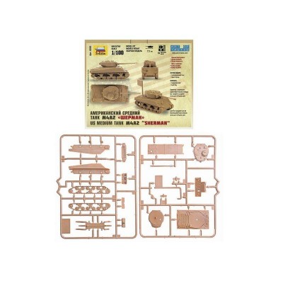 Сборная модель ZVEZDA Американский средний танк "Шерман" М4А2, 1/100