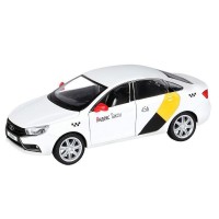 Машина "АВТОПАНОРАМА" Яндекс.Такси  LADA VESTA, белый, 1/24, в/к 24,5*12,5*10,5 см