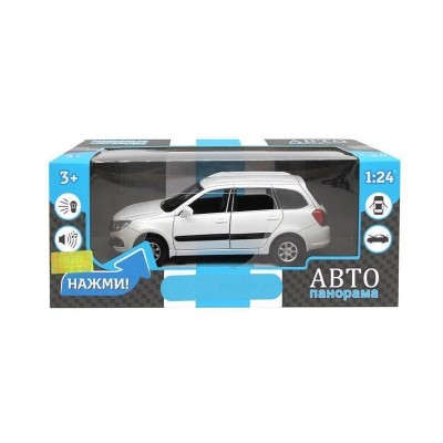 Машина "АВТОПАНОРАМА" LADA GRANTA CROSS, белый, 1/24, свет, звук, инерция, в/к 24,5*12,5*10,5 см