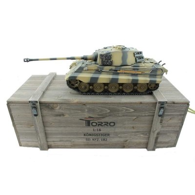 Радиоуправляемый танк Torro King Tiger 1/16, ВВ-пушка, дым, деревянная коробка V3.0 2.4G RTR