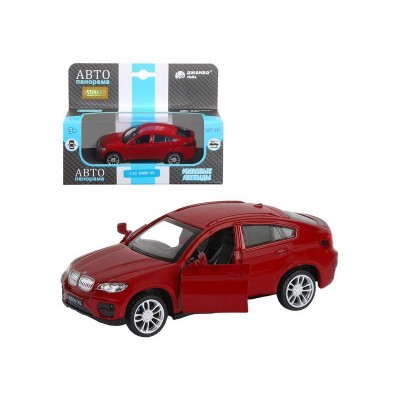 Машина "АВТОПАНОРАМА" BMW X6, красный, 1/43, инерция, в/к 17,5*12,5*6,5 см