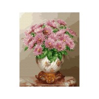 Картина по номерам 40х50 Бузин. Розовые астры (29 цветов)