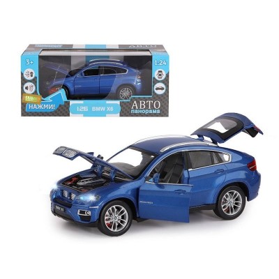 Машина "АВТОПАНОРАМА" BMW X6, синий, 1/26, звук, в/к 24,5*12,5*10,5 см