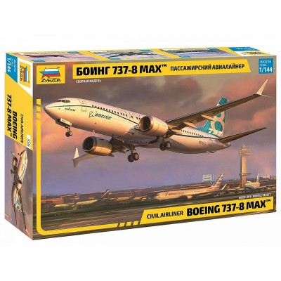 Сборная модель ZVEZDA Пассажирский авиалайнер Боинг 737-8 MAX, 1/144