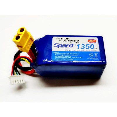 Аккумулятор Li-Po Spard 1350mAh, 14,8V, 45C, XT60