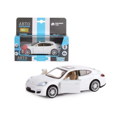 Машина "АВТОПАНОРАМА" Porsche Panamera S, белый, 1/32, свет, звук, инерция, в/к 17,5*13,5*9 см