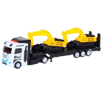 Машина AUTODRIVE Автовоз фрикционный белый со светом и звуком + 2 экскаватора, в/к 35*6,5*12 см Машина AUTODRIVE Автовоз фрикционный белый со светом и звуком + 2 экскаватора, в/к 35*6,5*12 см