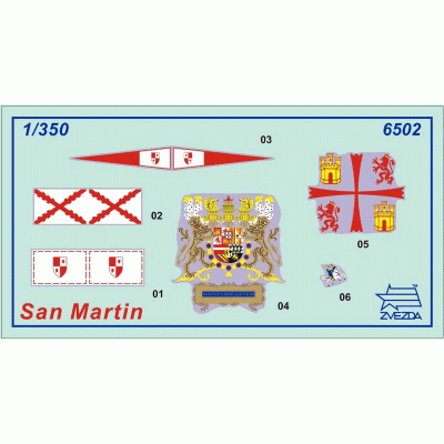 Сборная модель ZVEZDA Флагман Непобедимой Армады галеон "Сан-Мартин", 1/350