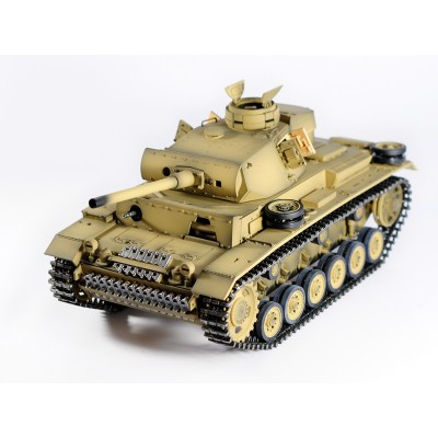 Р/У танк Taigen 1/16 Panzerkampfwagen III (Германия) дым, свет (для ИК боя) V3 2.4G RTR пустыня