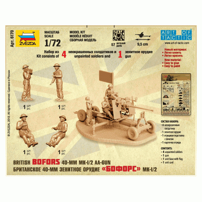 Сборные солдатики ZVEZDA Британкское 40-мм зенитное орудие "Бофорс", 1/72