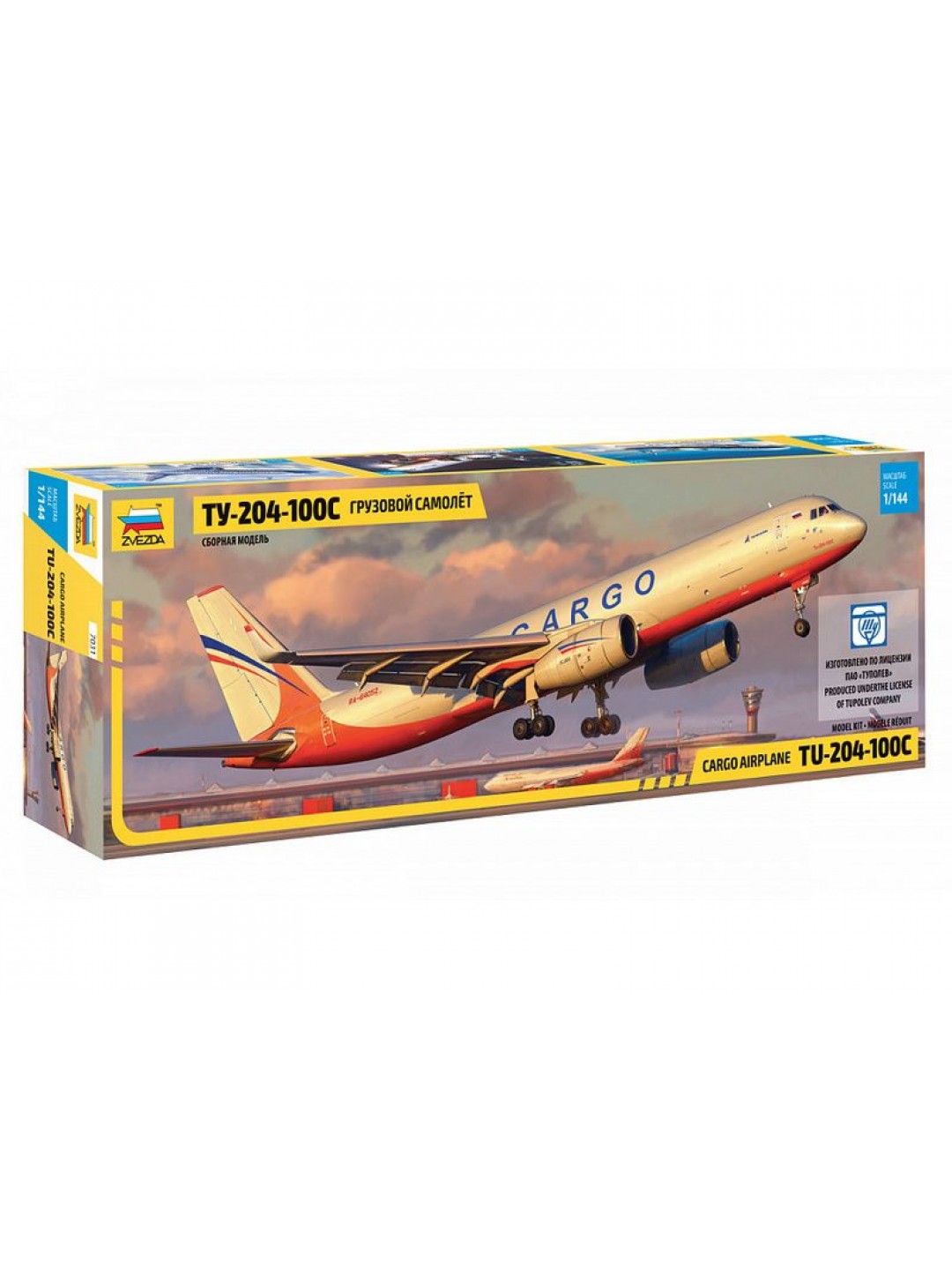Сборная модель ZVEZDA Грузовой самолет нового поколения Ту-204-100С, 1/144