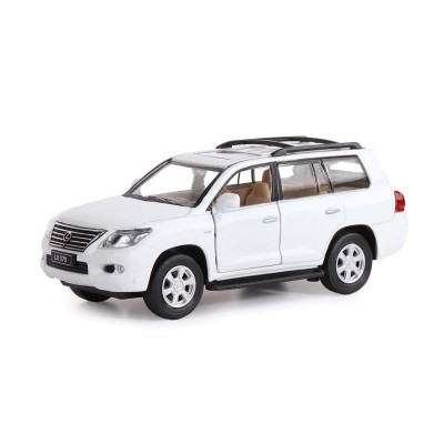 Машина "АВТОПАНОРАМА" Lexus LX570, белый, 1/32, свет, звук, инерция, в/к 17,5*13,5*9 см