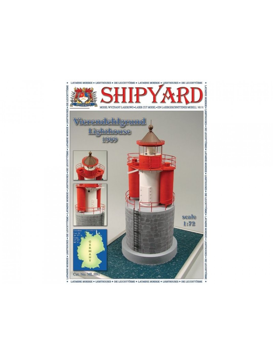 Сборная картонная модель Shipyard маяк Vierendehlgrund Lighthouse (№91), 1/72