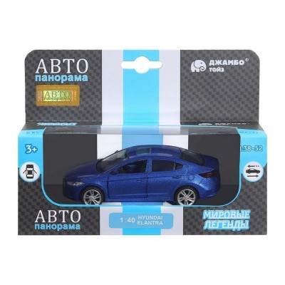 Машина "АВТОПАНОРАМА" HYUNDAI ELANTRA, синий, 1/40, инерция, в/к 17,5*12,5*6,5 см