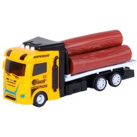 Машина AUTODRIVE Трейлер фрикционный с бревнами, со светом и звуком, жёлтый, в/к 23,5*7*11 см