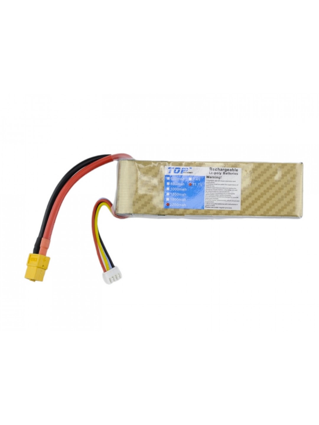 Аккумулятор Li-Po 2200mAh, 11,1V, 20C для самолета Top RC Riot
