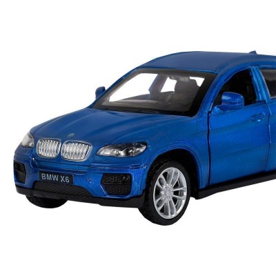 Машина "АВТОПАНОРАМА" BMW X6, 1/43, синий, инерция, откр. двери, в/к 17,5*12,5*6,5 см