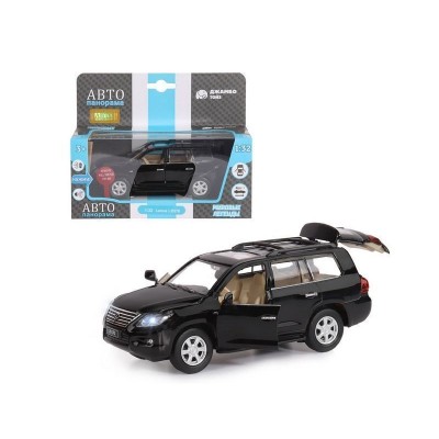 Машина "АВТОПАНОРАМА" Lexus LX570, черный, 1/32, свет, звук, инерция, в/к 17,5*13,5*9 см