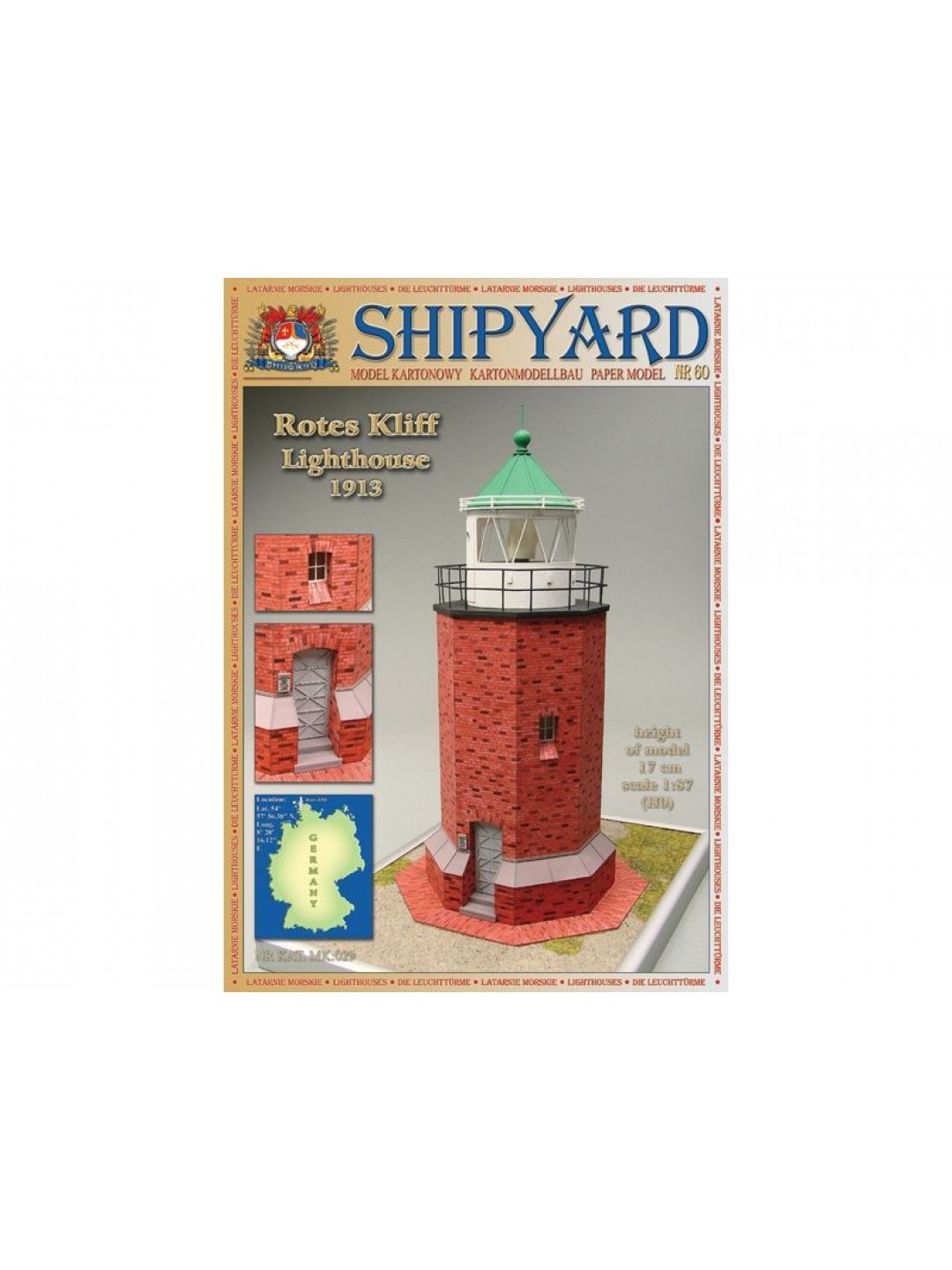 Сборная картонная модель Shipyard маяк Rotes Kliff Lighthouse (№60), 1/87