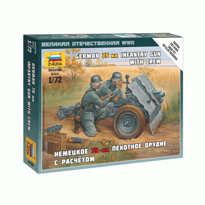 Сборные солдатики ZVEZDA Немецкое 75-мм пехотное орудие с расчетом, 1/72