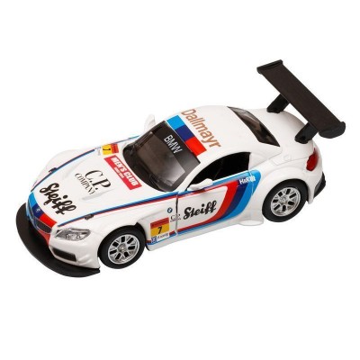 Машина "АВТОПАНОРАМА" BMW Z4 GT3, 1/38, белый, инерция, откр. двери, в/к 17,5*12,5*6,5 см