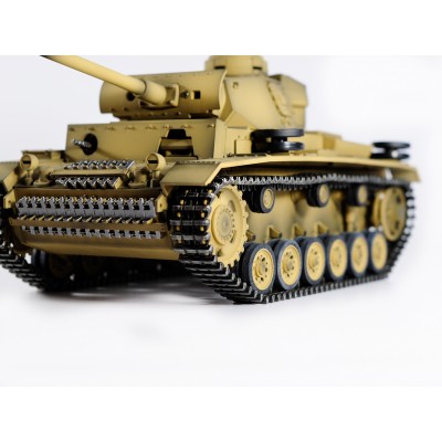 Р/У танк Taigen 1/16 Panzerkampfwagen III (Германия) дым, свет (для ИК боя) V3 2.4G RTR пустыня