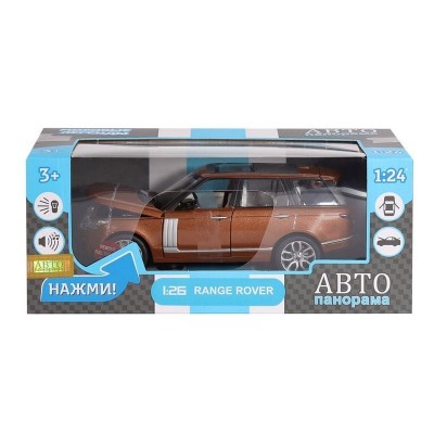 Машина "АВТОПАНОРАМА" Range Rover, оранжевый, 1/26, свет, звук, в/к 24,5*12,5*10,5 см