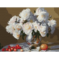 Картина по номерам с цв. схемой на холсте (30х40) НАТЮРМОРТ С БЕЛЫМИ ПИОНАМИ (23 цвета) Картина по номерам с цв. схемой на холсте (30х40) НАТЮРМОРТ С БЕЛЫМИ ПИОНАМИ (23 цвета)