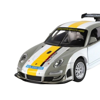 Машина "АВТОПАНОРАМА" Porsche 911 GT3 RSR, серебряный, 1/32, свет, звук, инерция, в/к 17,5*13,5*9см