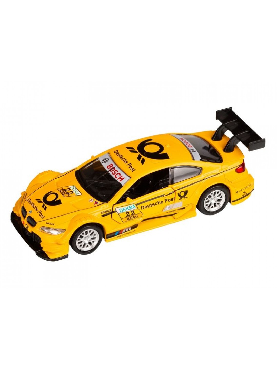 Машина "АВТОПАНОРАМА" BMW M3 DTM, желтый, 1/42, инерция, в/к 17,5*12,5*6,5 см