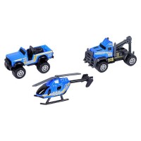 Набор металлических машинок AUTODRIVE Полицейская техника 3шт. (внедорожник, вертолет, эвакуатор) Набор металлических машинок AUTODRIVE Полицейская техника 3шт. (внедорожник, вертолет, эвакуатор)