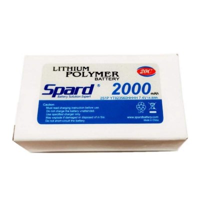 Аккумулятор Li-Po Spard 2000mAh, 7,4V, 20C, T‐plug для Remo Hobby 1/16, Himoto 1/18