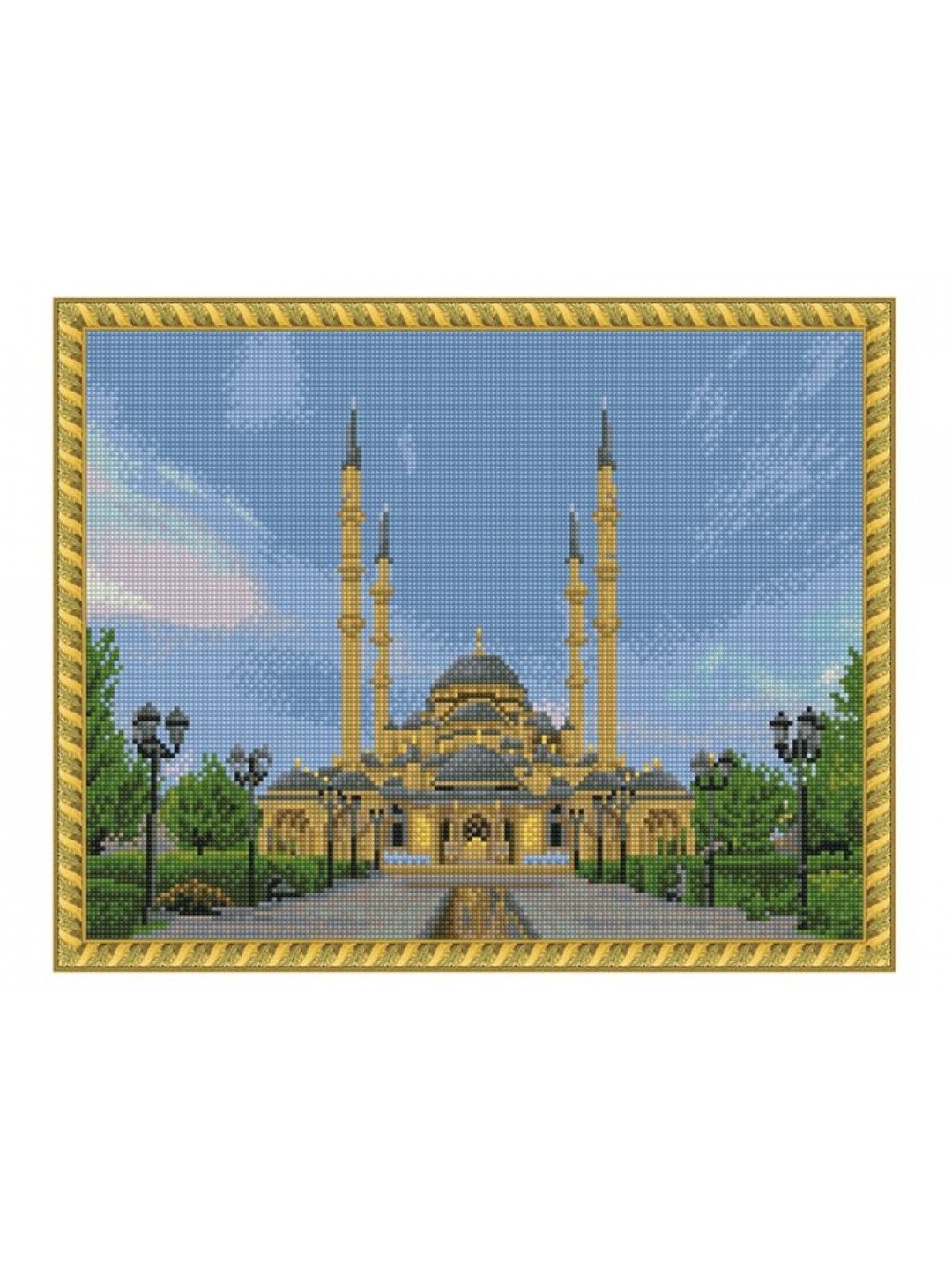 Алмазная мозаика с нанесенной рамкой 40х50 СЕРДЦЕ ЧЕЧНИ (25 цветов)
