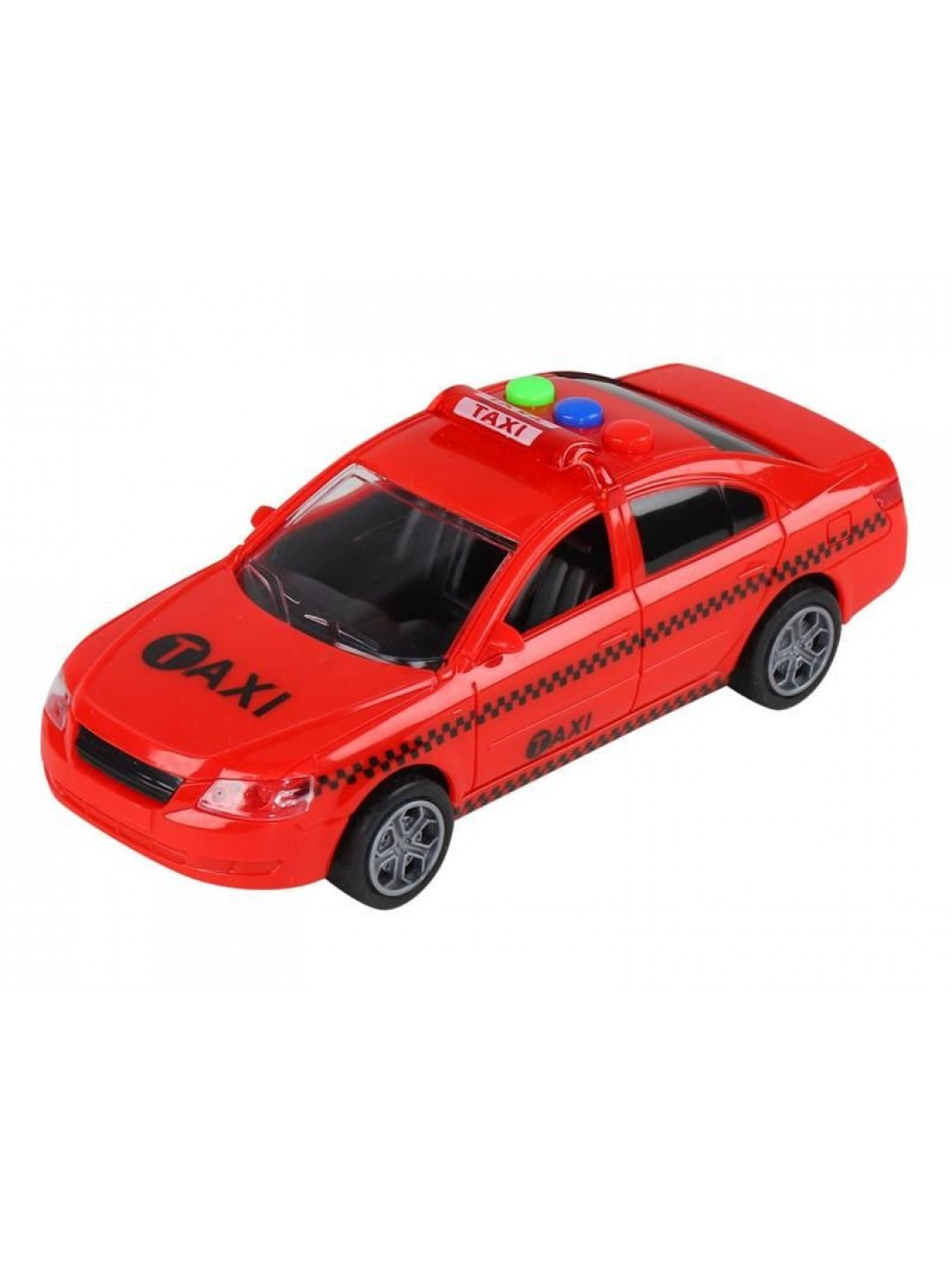 Машина AUTODRIVE Такси 15см инерц. на бат. со светом и звуком, красный,  в/к 19,5*8,5*10,5