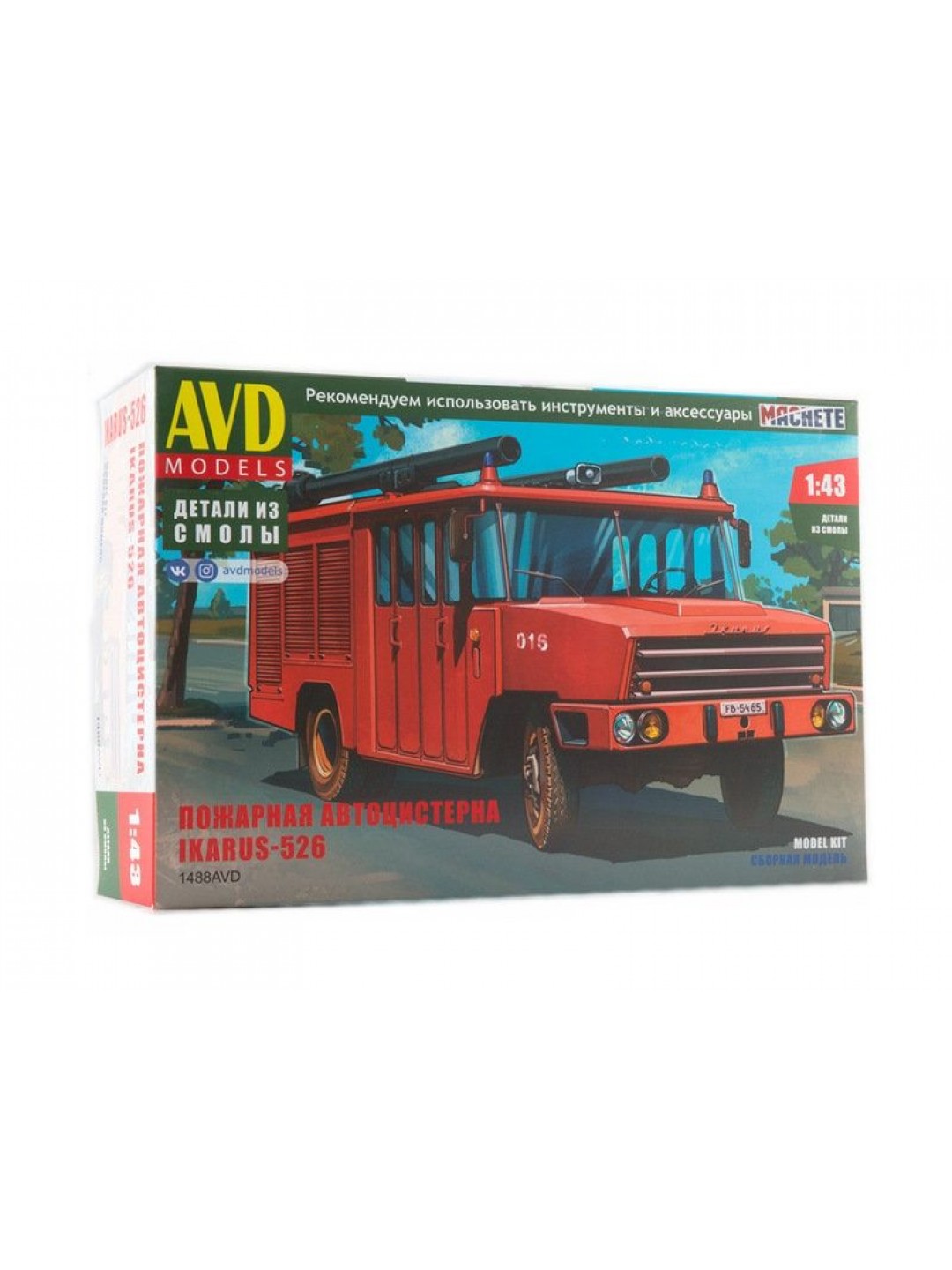 Сборная модель AVD Пожарная автоцистерна Ikarus-526, 1/43
