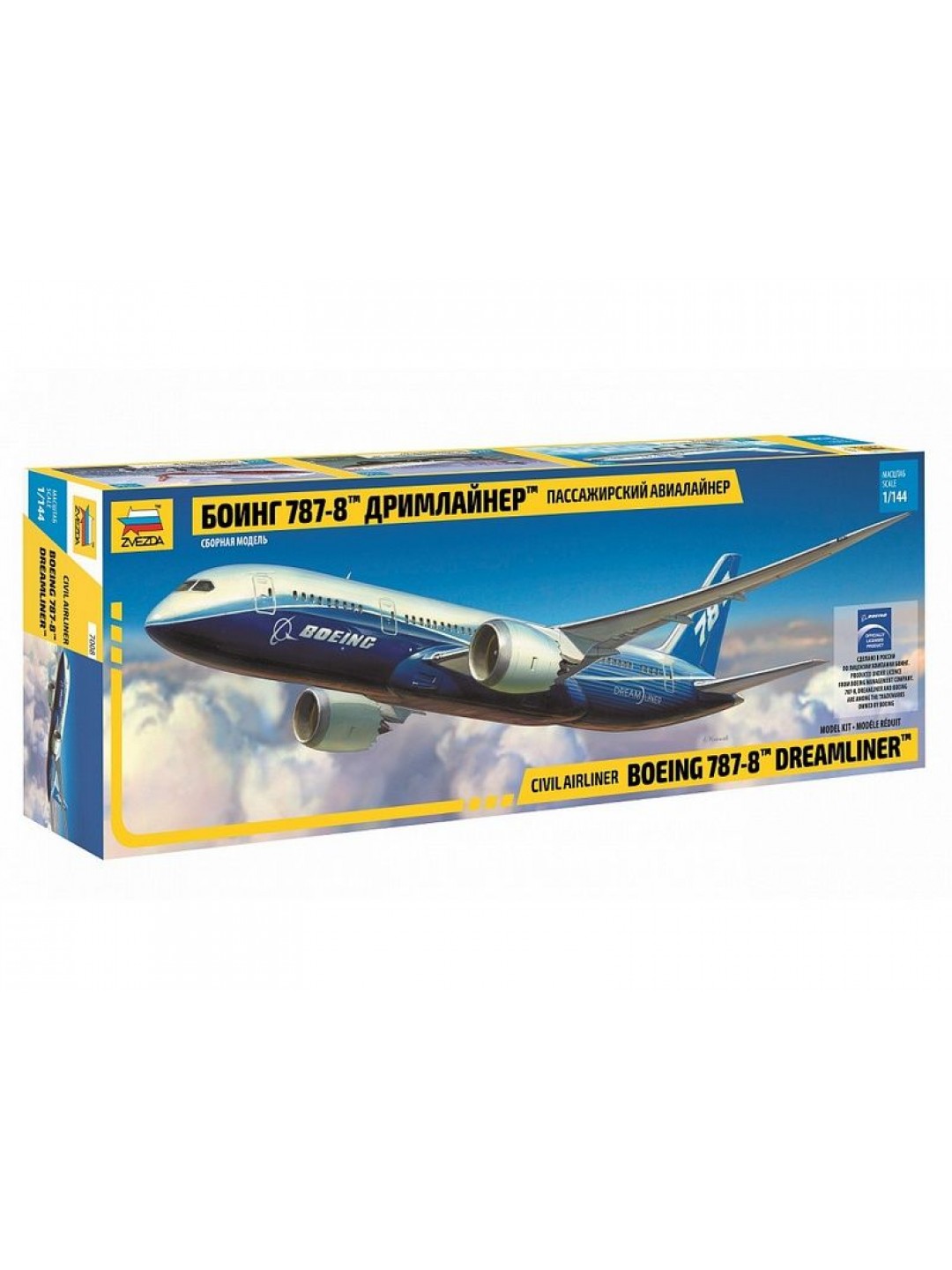 Сборная модель ZVEZDA Пассажирский авиалайнер Боинг 787-8 Дримлайнер, 1/144