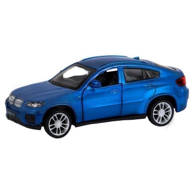 Машина "АВТОПАНОРАМА" BMW X6, 1/43, синий, инерция, откр. двери, в/к 17,5*12,5*6,5 см