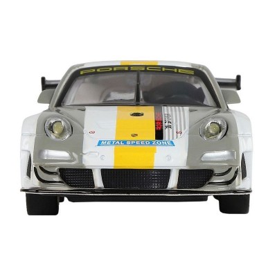 Машина "АВТОПАНОРАМА" Porsche 911 GT3 RSR, серебряный, 1/32, свет, звук, инерция, в/к 17,5*13,5*9см