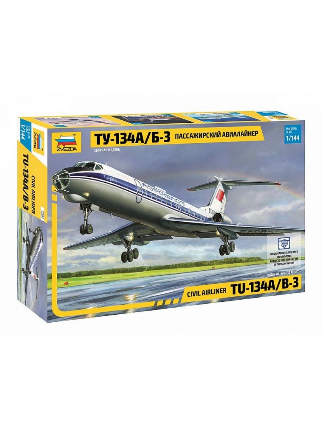 Сборная модель ZVEZDA Пассажирский авиалайнер Ту-134А/Б-3, 1/144