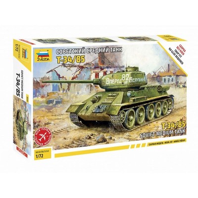 Сборная модель ZVEZDA Советский средний танк Т-34/85 (сборка без клея), 1/72
