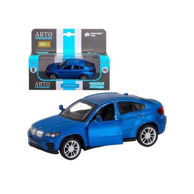 Машина "АВТОПАНОРАМА" BMW X6, 1/43, синий, инерция, откр. двери, в/к 17,5*12,5*6,5 см