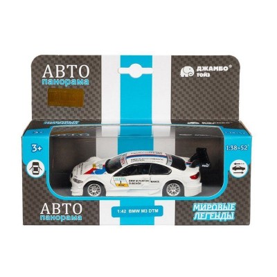 Машина "АВТОПАНОРАМА" BMW M3 DTM, 1/42, белый, инерция, откр. двери, в/к 17,5*12,5*6,5 см