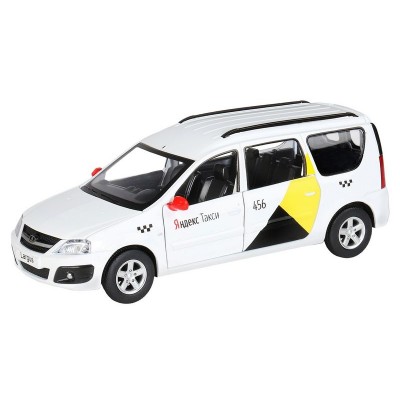 Машина "АВТОПАНОРАМА" Яндекс.Такси LADA LARGUS, белый, 1/24, свет, звук, в/к 24,5*12,5*10,5 см