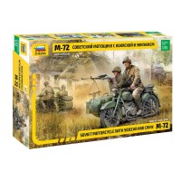 Сборная модель ZVEZDA Советский мотоцикл М-72 с коляской и экипажем, 1/35 Сборная модель ZVEZDA Советский мотоцикл М-72 с коляской и экипажем, 1/35