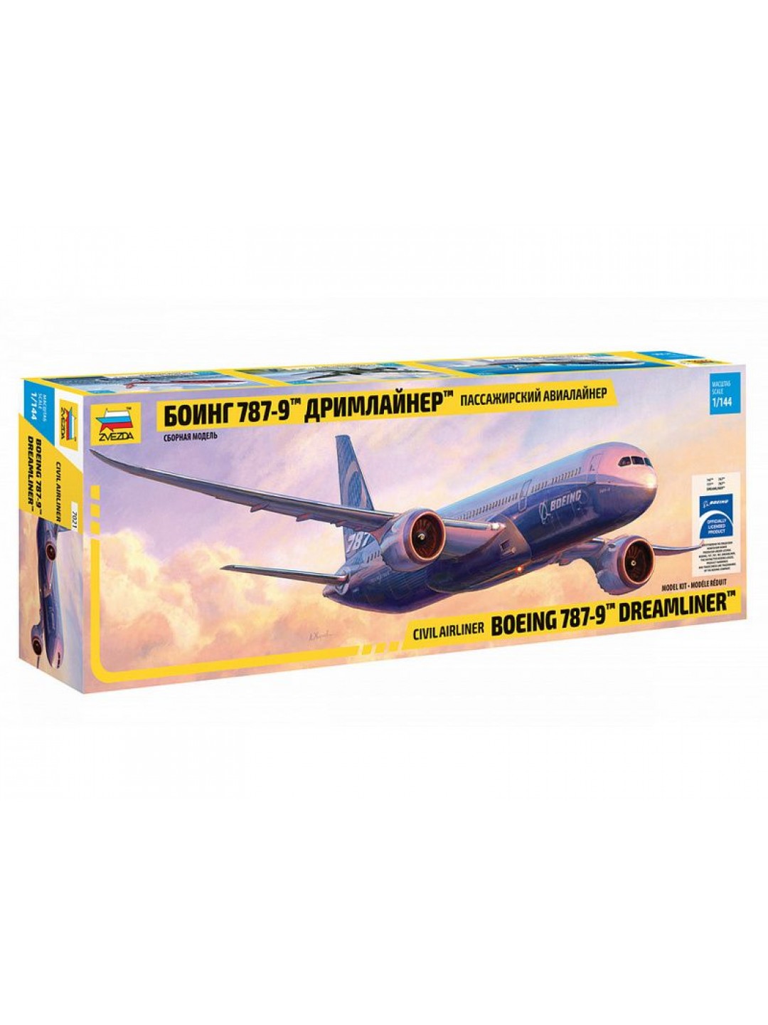 Сборная модель ZVEZDA Пассажирский авиалайнер Боинг 787-9 «Дримлайнер», 1/144