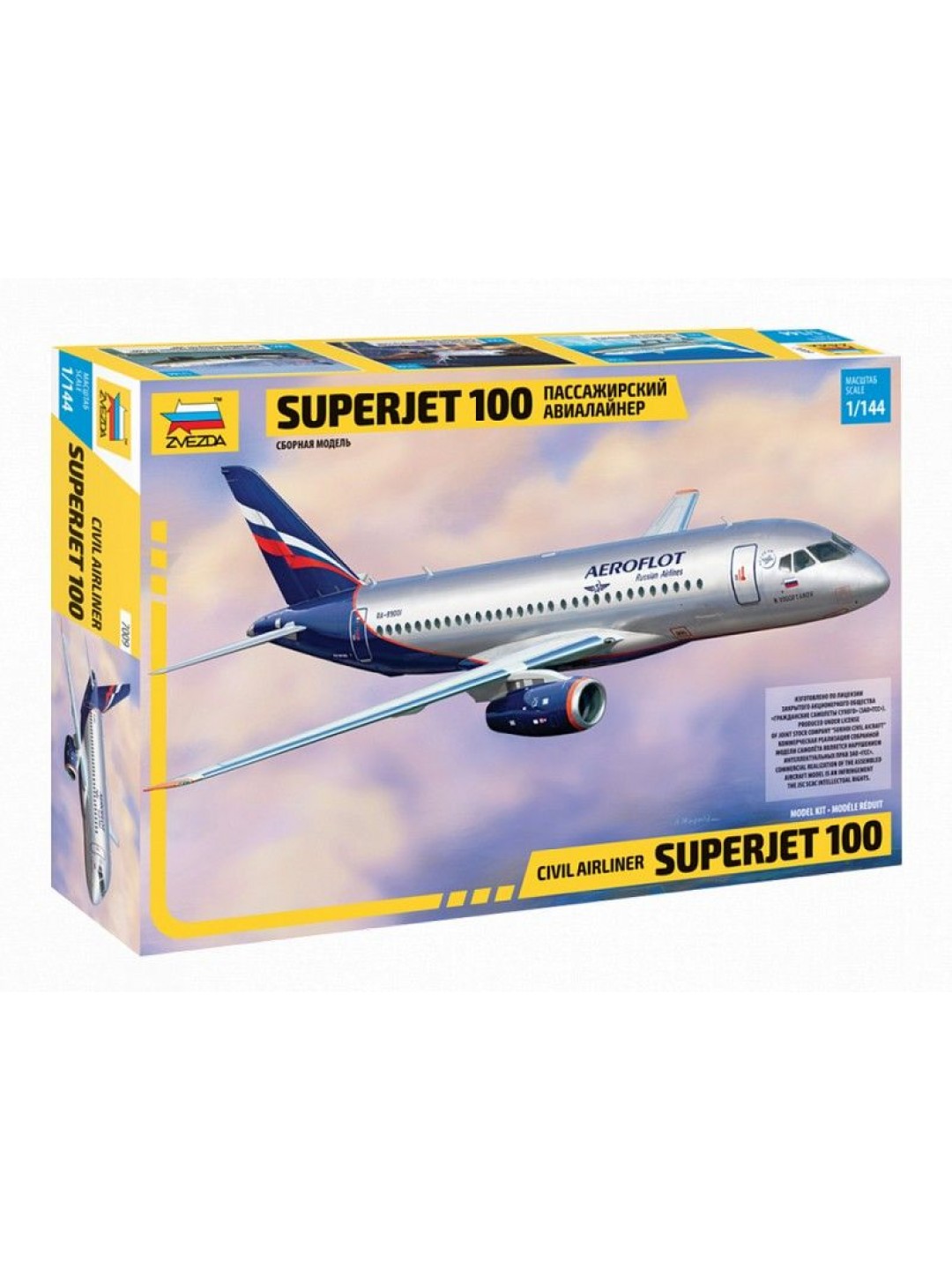 Сборная модель ZVEZDA Региональный пассажирский авиалайнер Superjet 100, 1/144