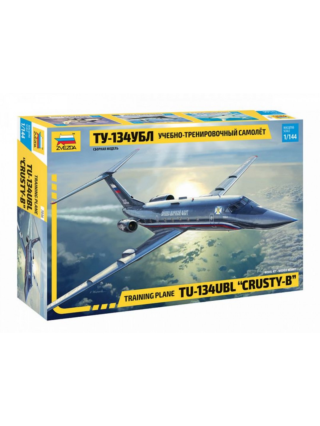 Сборная модель ZVEZDA Учебно-тренировочный самолёт ТУ-134УБЛ, 1/144