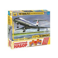 Сборная модель ZVEZDA Пассажирский авиалайнер Ту-134А/Б-3, подарочный набор, 1/144