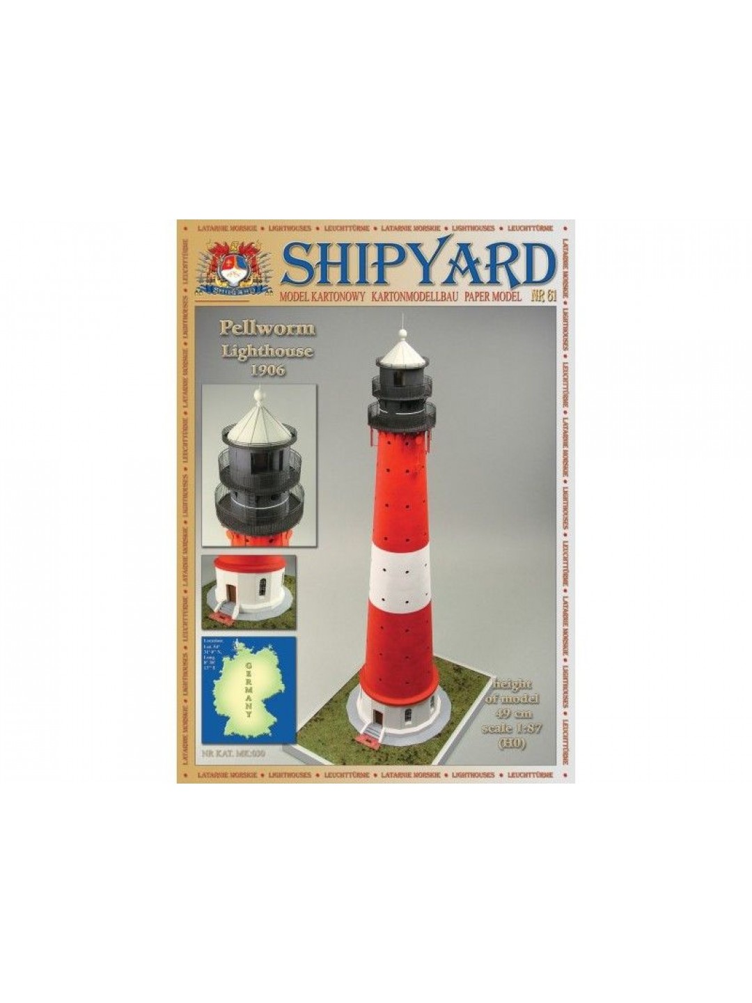 Сборная картонная модель Shipyard маяк Pellworm Lighthouse (№61), 1/87